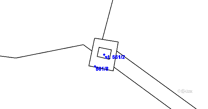 Parcela st. 561/2 v KÚ Zářecká Lhota, Katastrální mapa