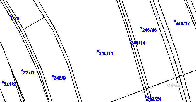 Parcela st. 246/11 v KÚ Zářecká Lhota, Katastrální mapa