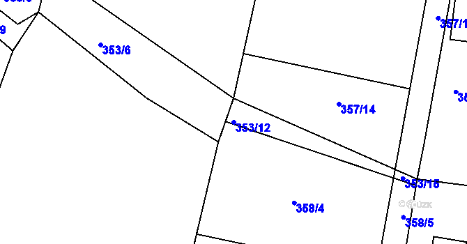 Parcela st. 353/12 v KÚ Zářecká Lhota, Katastrální mapa