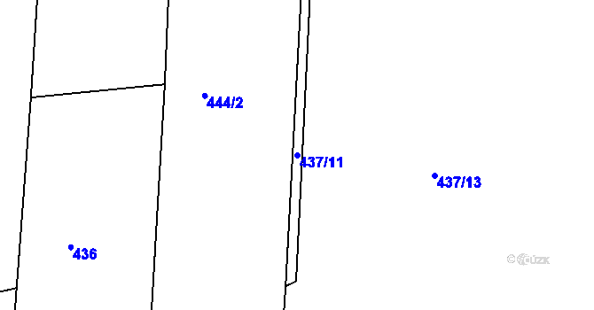 Parcela st. 437/11 v KÚ Zářecká Lhota, Katastrální mapa