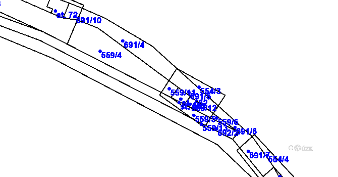 Parcela st. 559/11 v KÚ Zářecká Lhota, Katastrální mapa
