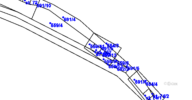 Parcela st. 562 v KÚ Zářecká Lhota, Katastrální mapa