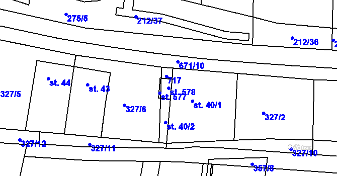 Parcela st. 578 v KÚ Zářecká Lhota, Katastrální mapa