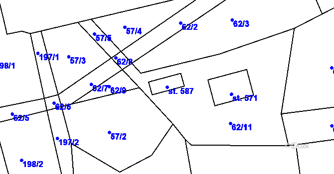 Parcela st. 587 v KÚ Zářecká Lhota, Katastrální mapa