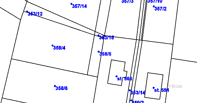 Parcela st. 358/5 v KÚ Zářecká Lhota, Katastrální mapa