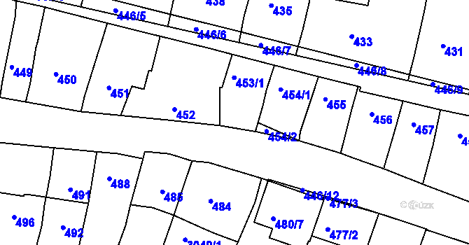Parcela st. 453/2 v KÚ Záříčí, Katastrální mapa