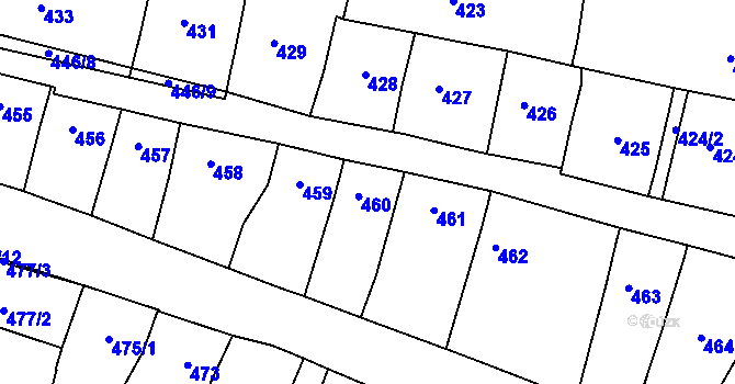 Parcela st. 460 v KÚ Záříčí, Katastrální mapa