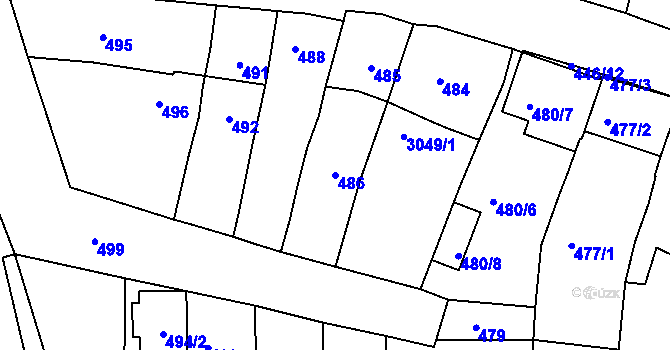 Parcela st. 486 v KÚ Záříčí, Katastrální mapa