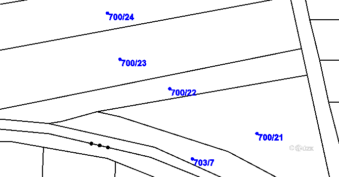 Parcela st. 700/22 v KÚ Záříčí, Katastrální mapa