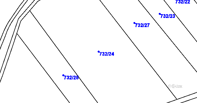 Parcela st. 732/24 v KÚ Záříčí, Katastrální mapa