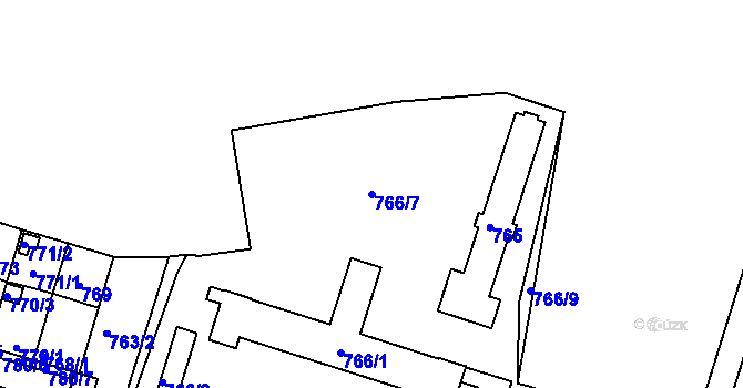 Parcela st. 766/7 v KÚ Záříčí, Katastrální mapa