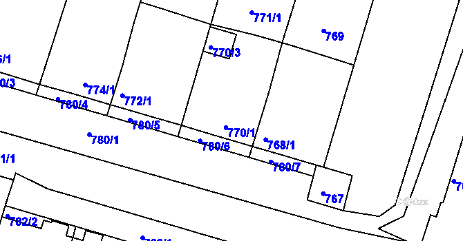 Parcela st. 770/1 v KÚ Záříčí, Katastrální mapa