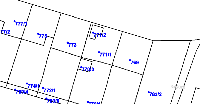 Parcela st. 771 v KÚ Záříčí, Katastrální mapa