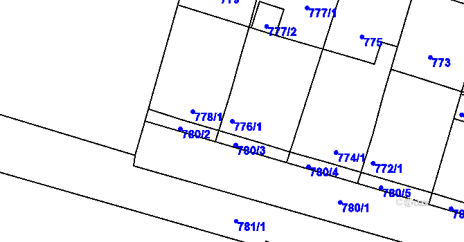 Parcela st. 776/1 v KÚ Záříčí, Katastrální mapa