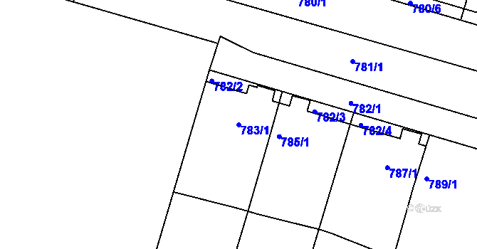 Parcela st. 783/1 v KÚ Záříčí, Katastrální mapa
