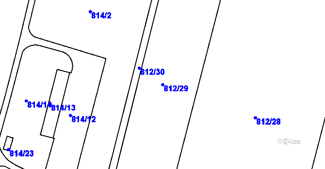 Parcela st. 812/29 v KÚ Záříčí, Katastrální mapa