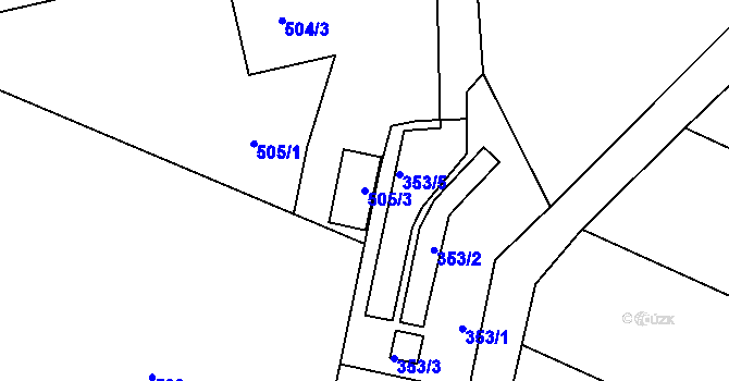 Parcela st. 505/3 v KÚ Záříčí, Katastrální mapa