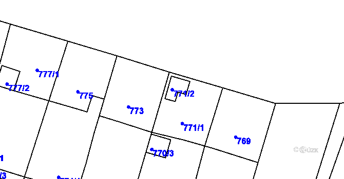 Parcela st. 771/2 v KÚ Záříčí, Katastrální mapa