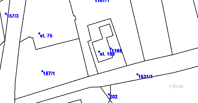 Parcela st. 198 v KÚ Zásada, Katastrální mapa