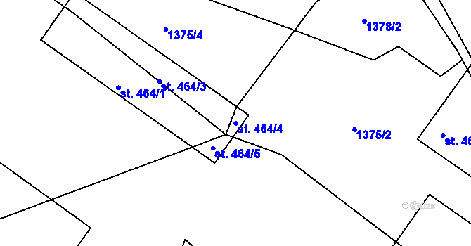 Parcela st. 464/4 v KÚ Zásada, Katastrální mapa