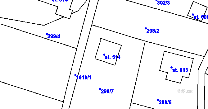 Parcela st. 514 v KÚ Zásada, Katastrální mapa