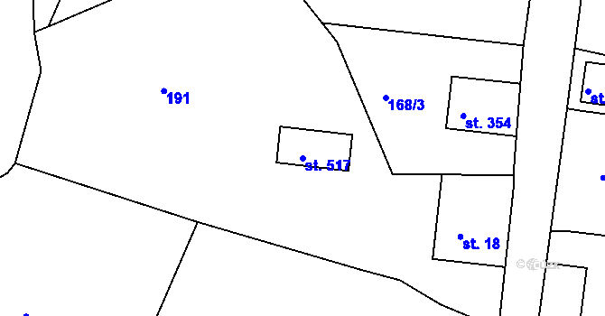 Parcela st. 517 v KÚ Zásada, Katastrální mapa