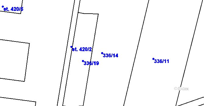 Parcela st. 336/14 v KÚ Zásada, Katastrální mapa