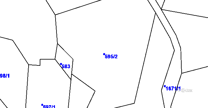 Parcela st. 595/2 v KÚ Zásada, Katastrální mapa