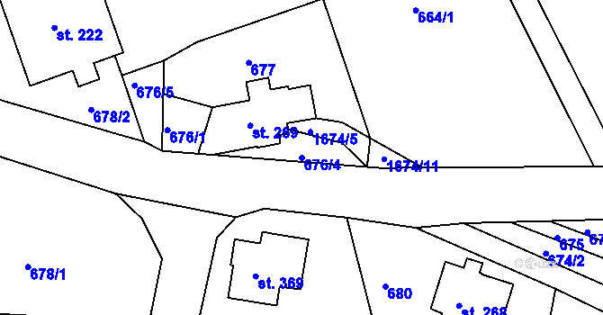 Parcela st. 676/4 v KÚ Zásada, Katastrální mapa