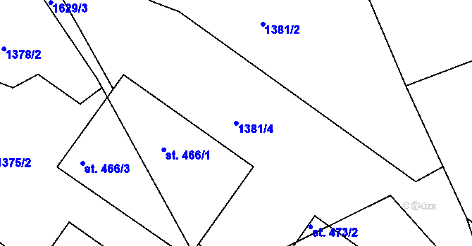 Parcela st. 1381/4 v KÚ Zásada, Katastrální mapa