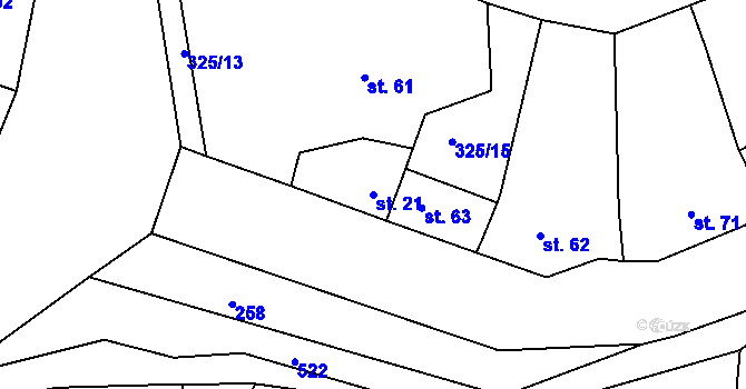 Parcela st. 21 v KÚ Doubravčany, Katastrální mapa