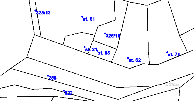 Parcela st. 63 v KÚ Doubravčany, Katastrální mapa