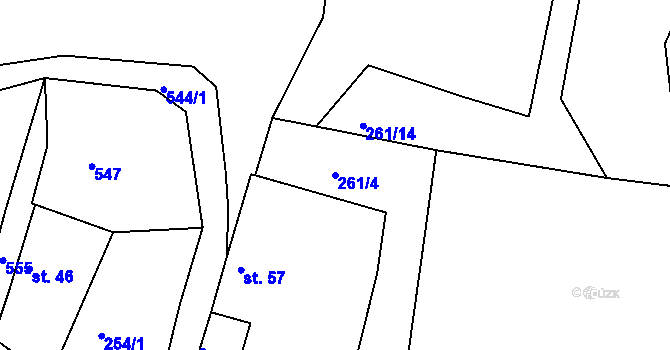 Parcela st. 261/4 v KÚ Doubravčany, Katastrální mapa