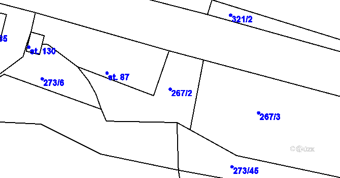 Parcela st. 267/2 v KÚ Doubravčany, Katastrální mapa