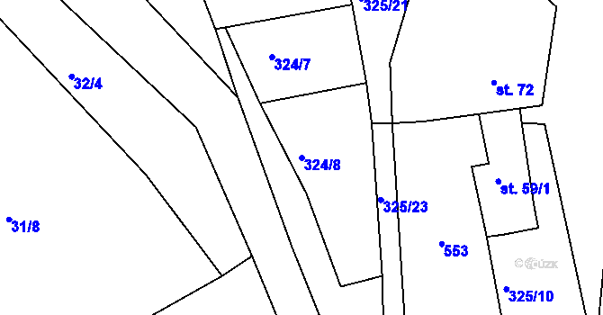 Parcela st. 324/8 v KÚ Doubravčany, Katastrální mapa