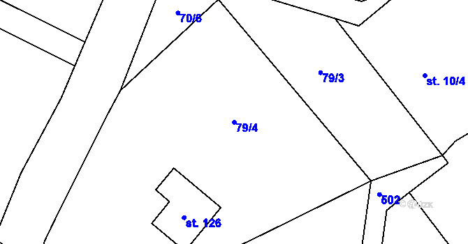 Parcela st. 79/4 v KÚ Doubravčany, Katastrální mapa