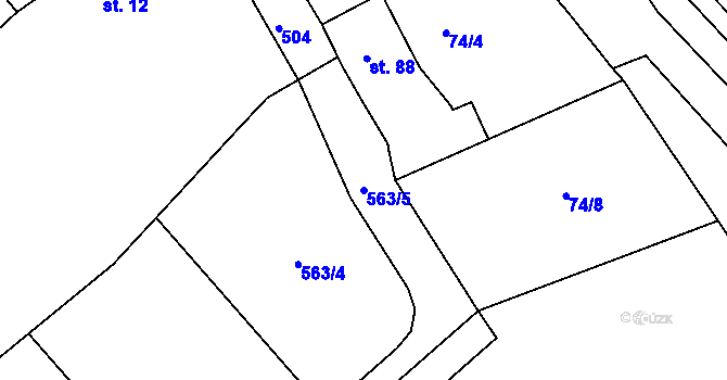 Parcela st. 563/5 v KÚ Doubravčany, Katastrální mapa
