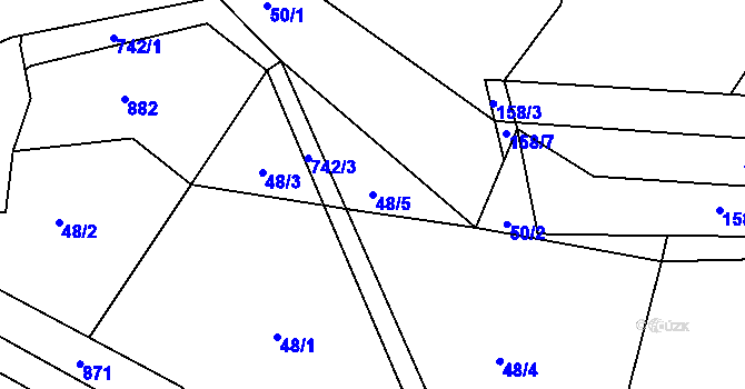 Parcela st. 48/5 v KÚ Nesměň u Zásmuk, Katastrální mapa