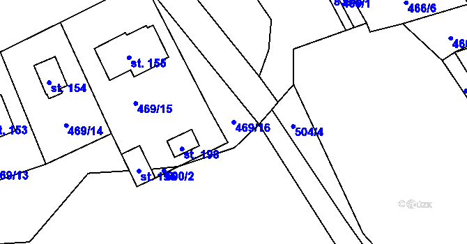 Parcela st. 469/16 v KÚ Nesměň u Zásmuk, Katastrální mapa