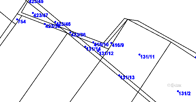 Parcela st. 131/12 v KÚ Nesměň u Zásmuk, Katastrální mapa
