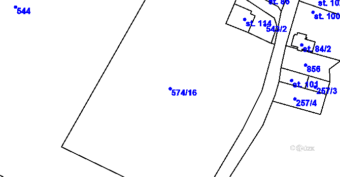Parcela st. 574/16 v KÚ Nesměň u Zásmuk, Katastrální mapa