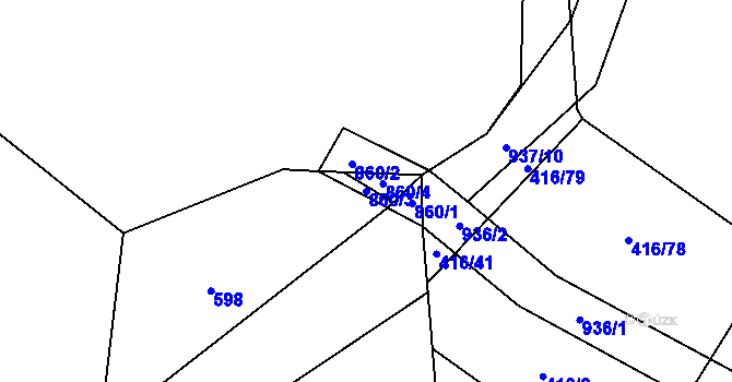 Parcela st. 860/3 v KÚ Nesměň u Zásmuk, Katastrální mapa
