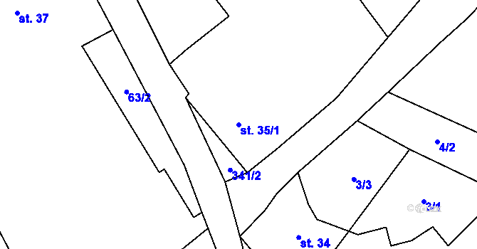 Parcela st. 35/1 v KÚ Sobočice, Katastrální mapa