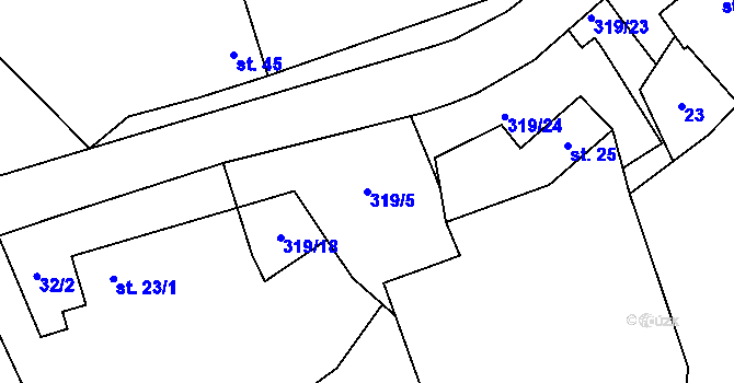 Parcela st. 319/5 v KÚ Sobočice, Katastrální mapa