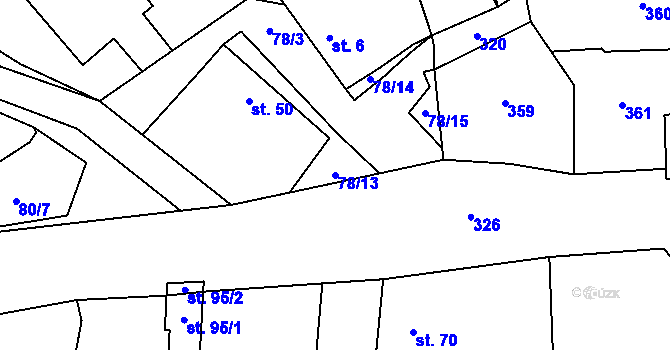 Parcela st. 78/13 v KÚ Sobočice, Katastrální mapa