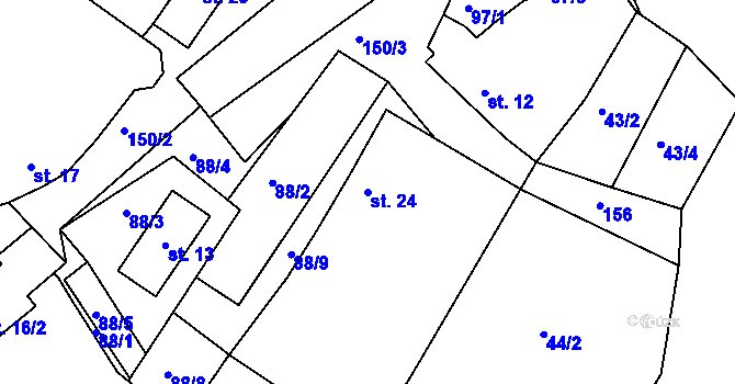 Parcela st. 24 v KÚ Vršice, Katastrální mapa