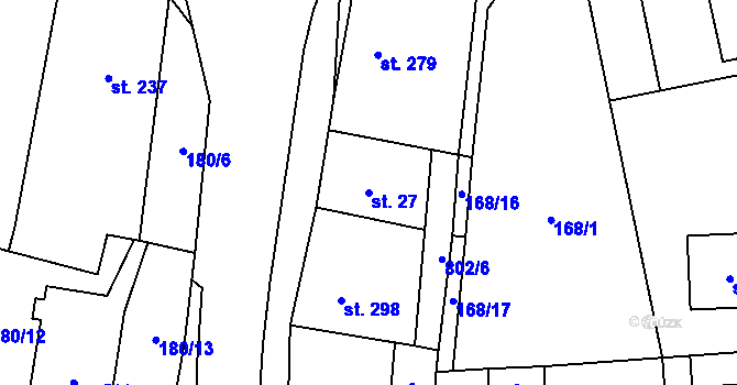 Parcela st. 27 v KÚ Zásmuky, Katastrální mapa