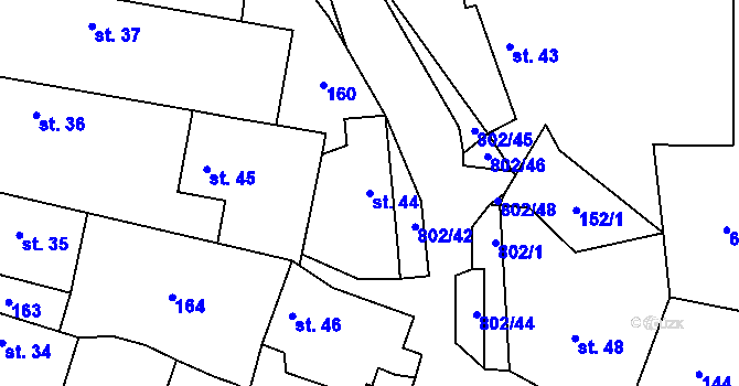 Parcela st. 44 v KÚ Zásmuky, Katastrální mapa