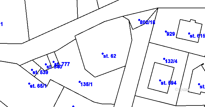 Parcela st. 62 v KÚ Zásmuky, Katastrální mapa