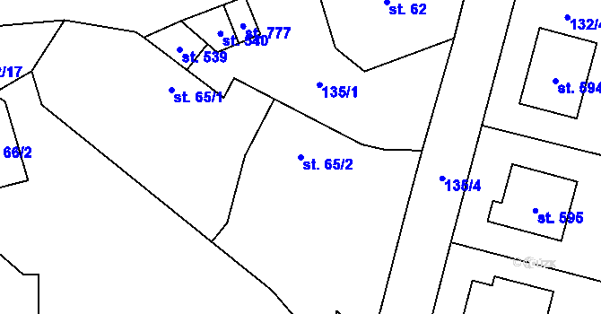 Parcela st. 65/2 v KÚ Zásmuky, Katastrální mapa